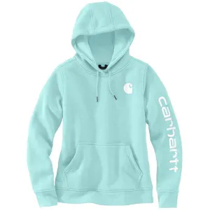 102791 - Women's relaxed fit midweight logo sleeve graphic hoodie - Pastel Turquoise