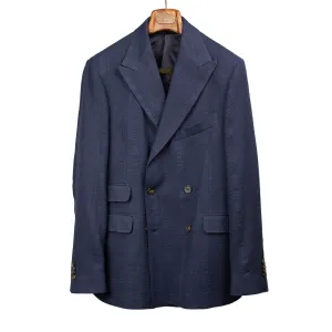 Aaredeo double-breasted jacket in navy self-striped hopsack linen mix