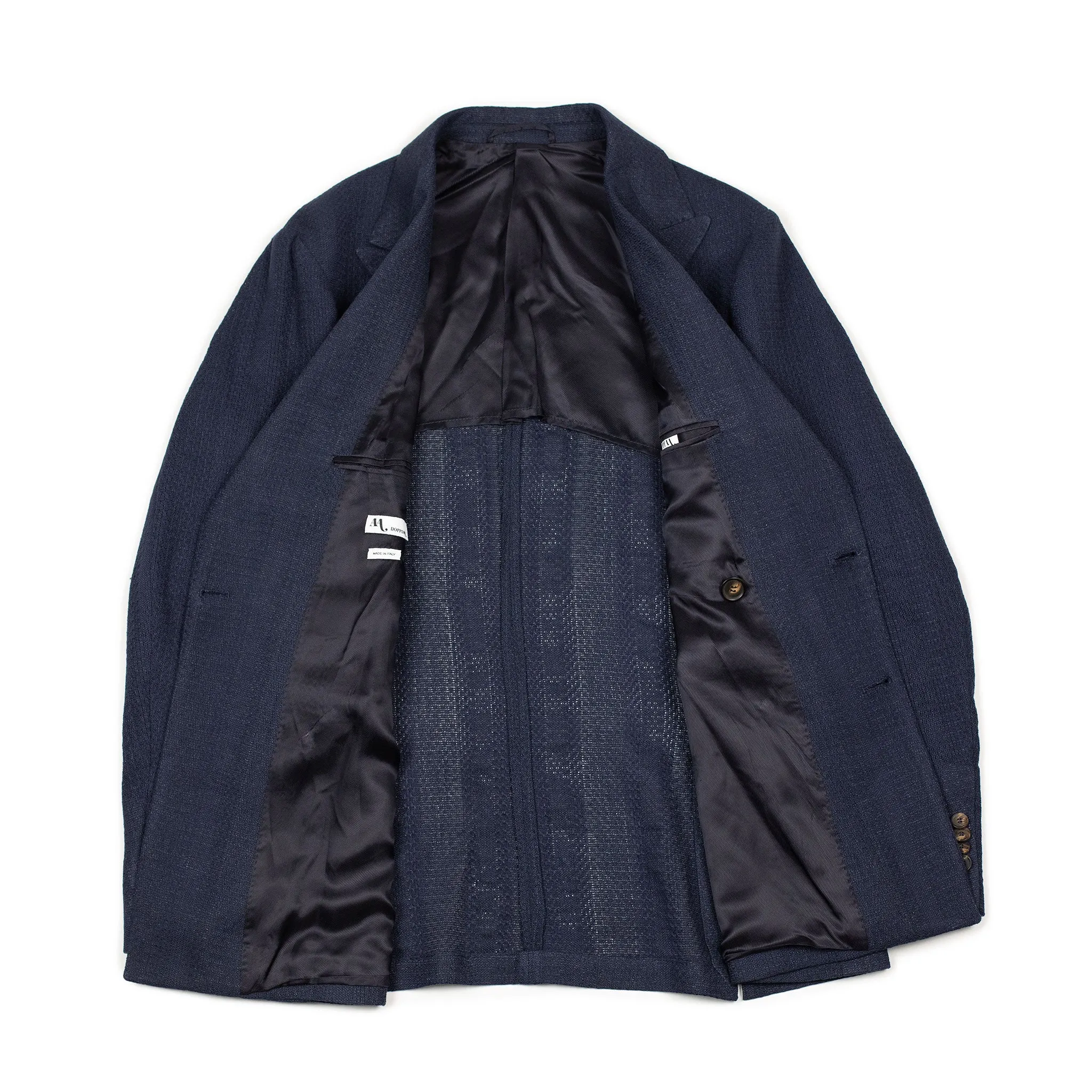 Aaredeo double-breasted jacket in navy self-striped hopsack linen mix