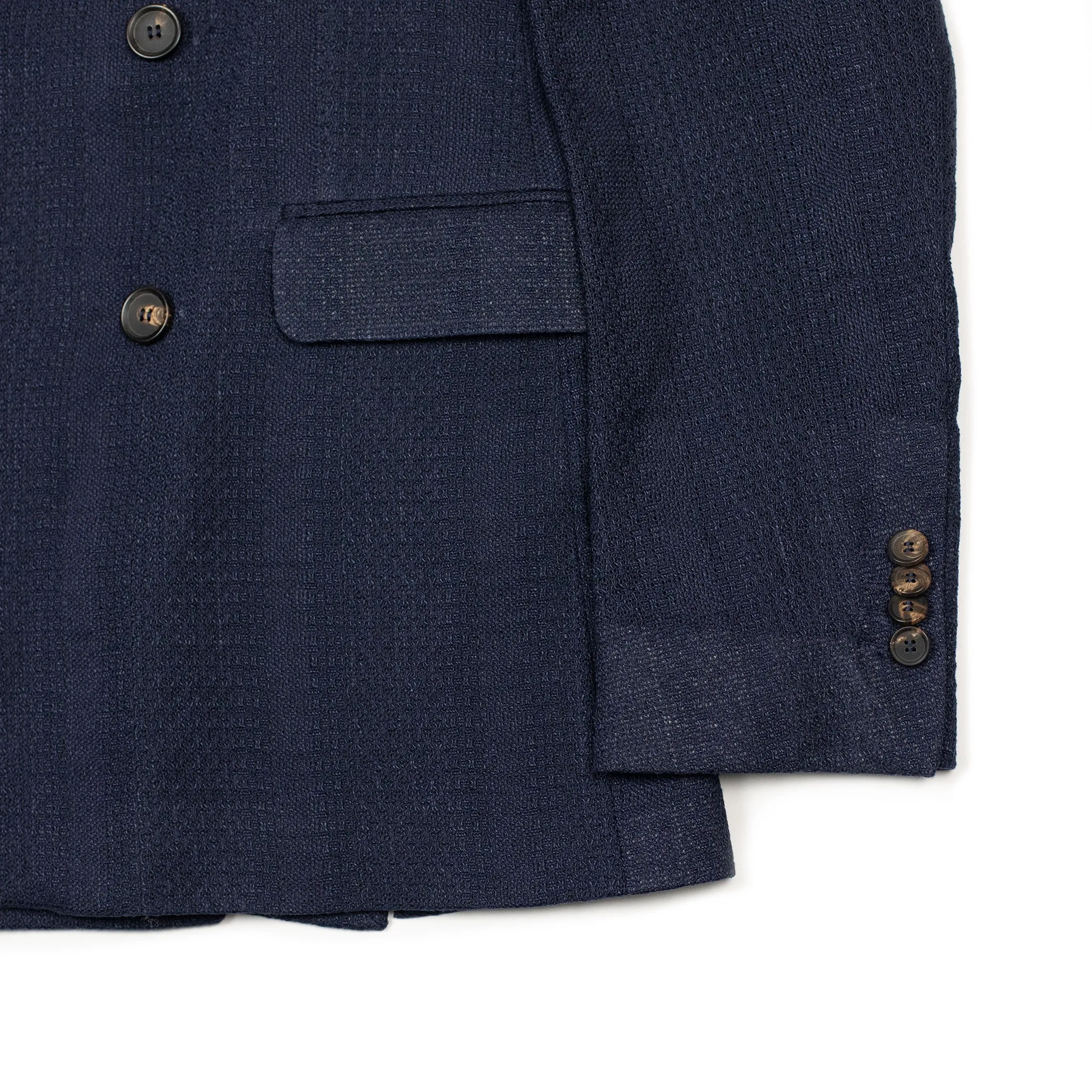 Aaredeo double-breasted jacket in navy self-striped hopsack linen mix