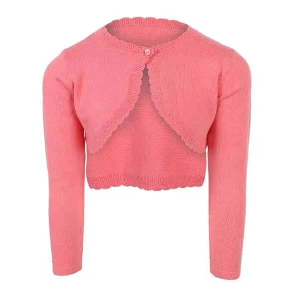 BABY GIRLS LONG SLEEVE KNITTED BOLERO CARDIGAN - PINK