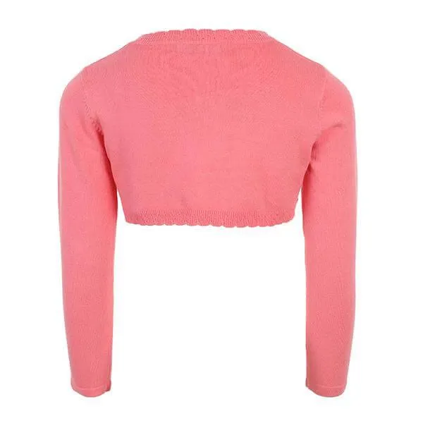 BABY GIRLS LONG SLEEVE KNITTED BOLERO CARDIGAN - PINK