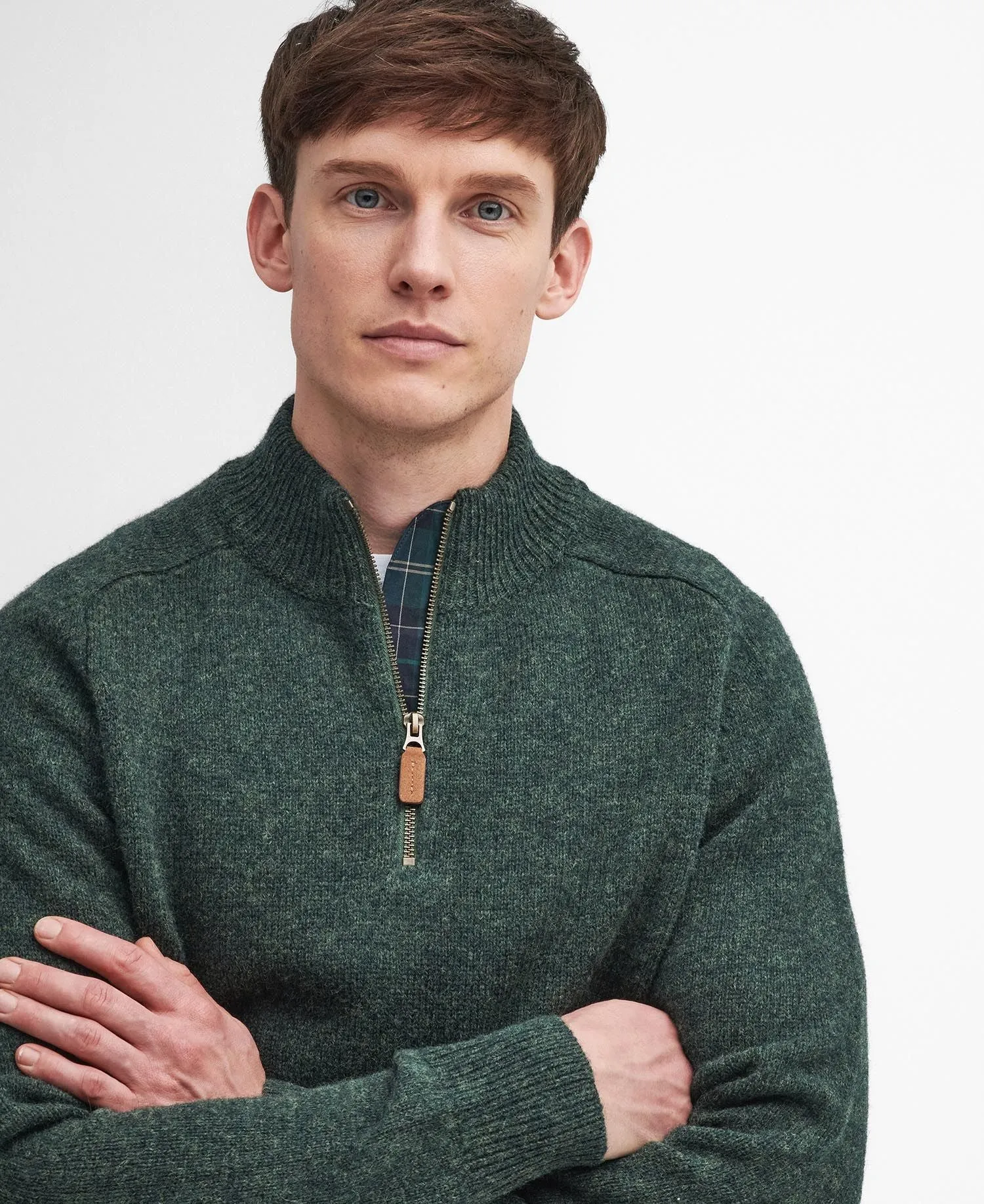 Barbour Mens Talder Half Zip Sweater in Seaweed Green