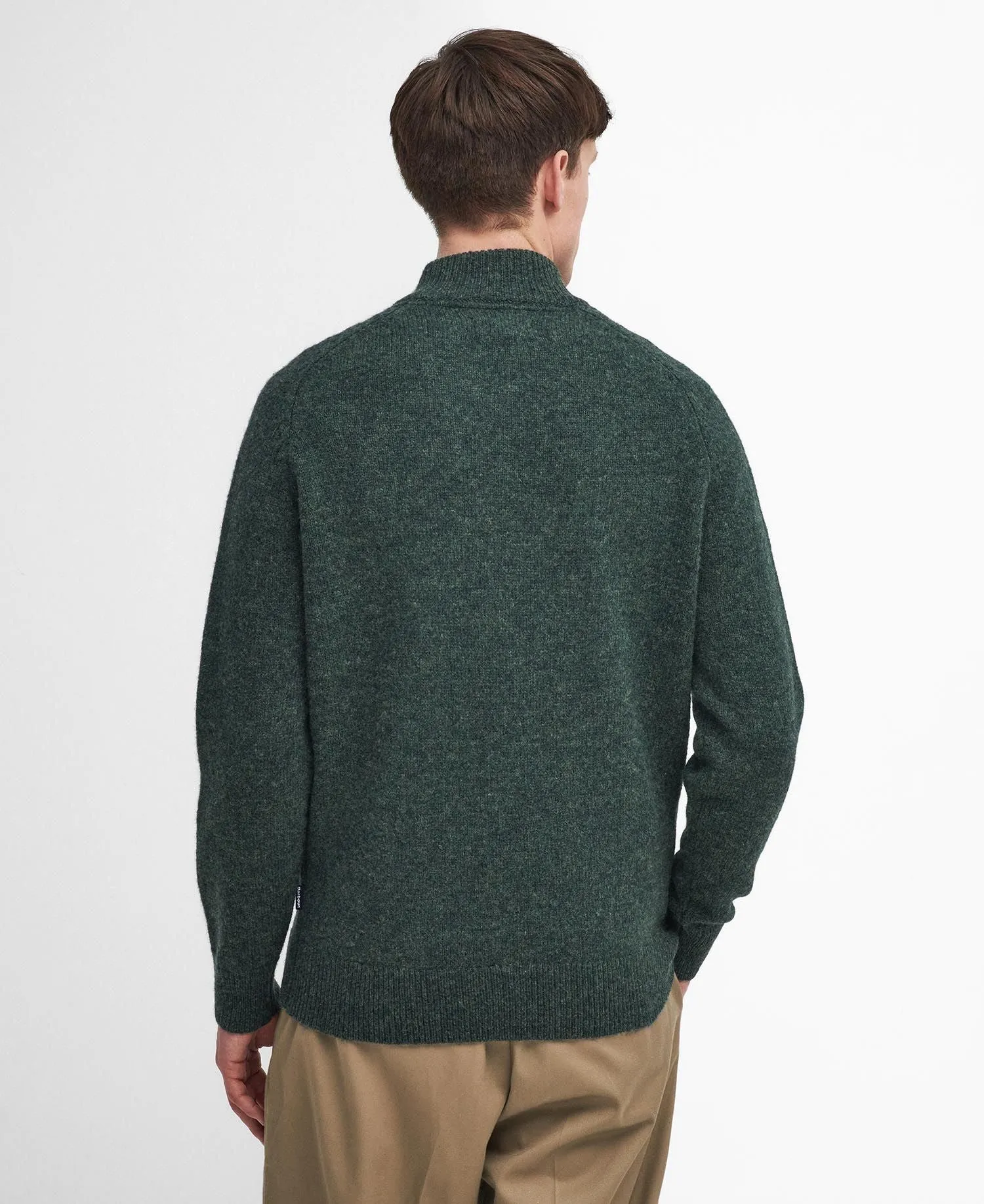 Barbour Mens Talder Half Zip Sweater in Seaweed Green