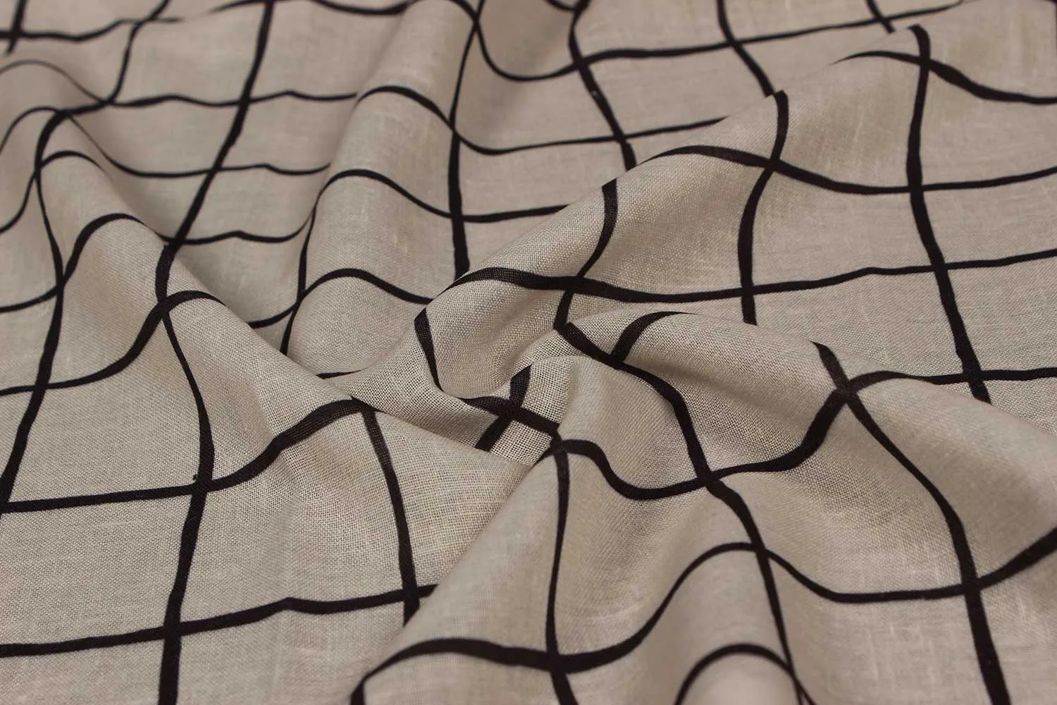 Beige And Black Polyester Fabric