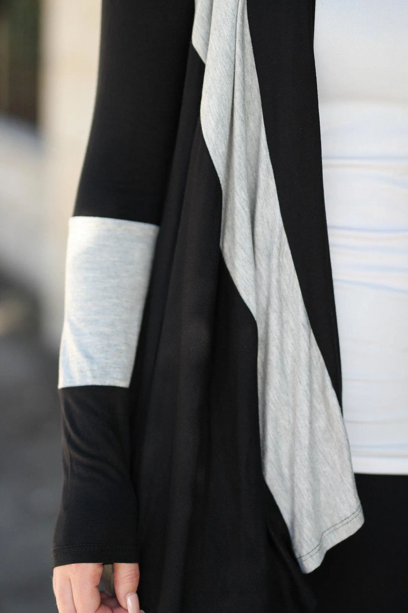 Black and Gray Color Block Cardigan