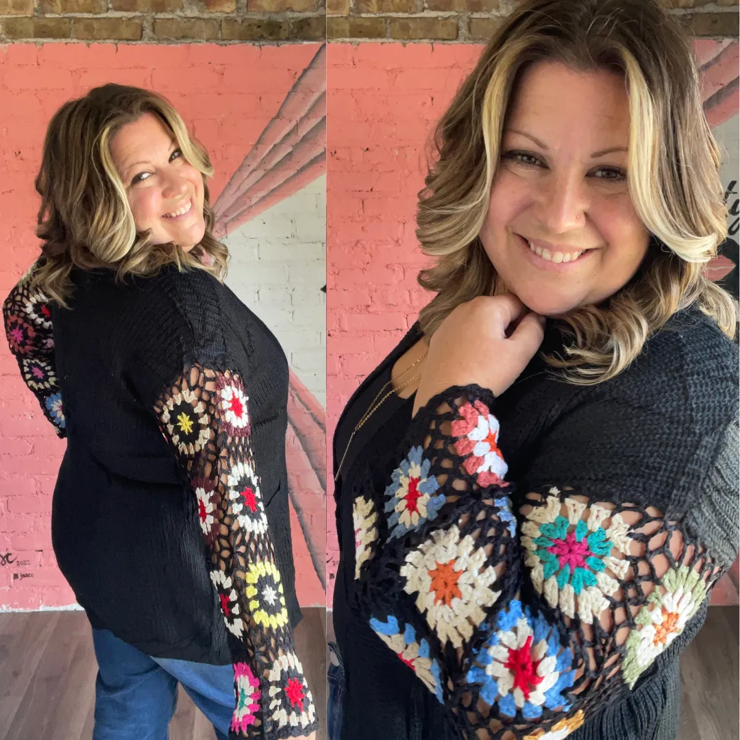 Boho Crochet Sleeve Cardigan