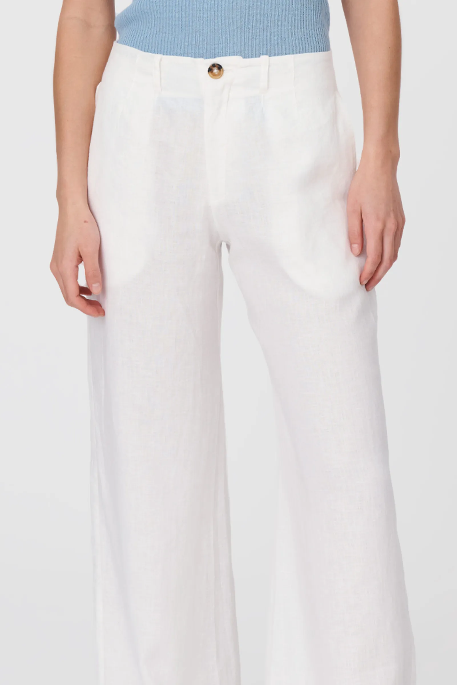 Carlotta Linen Wide Leg Pants - Bone