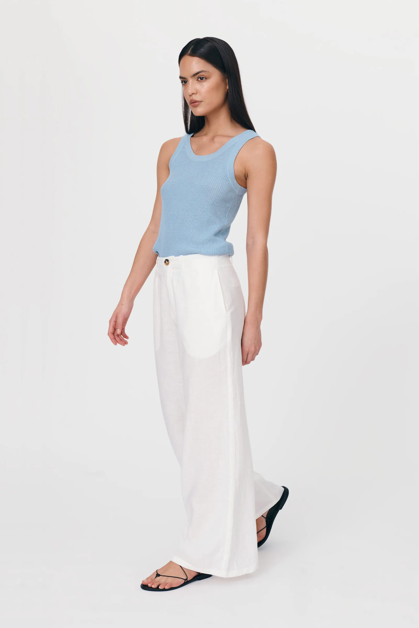 Carlotta Linen Wide Leg Pants - Bone