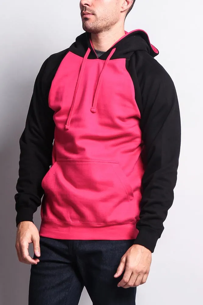 Contrast Raglan Sleeve Pullover Hoodie