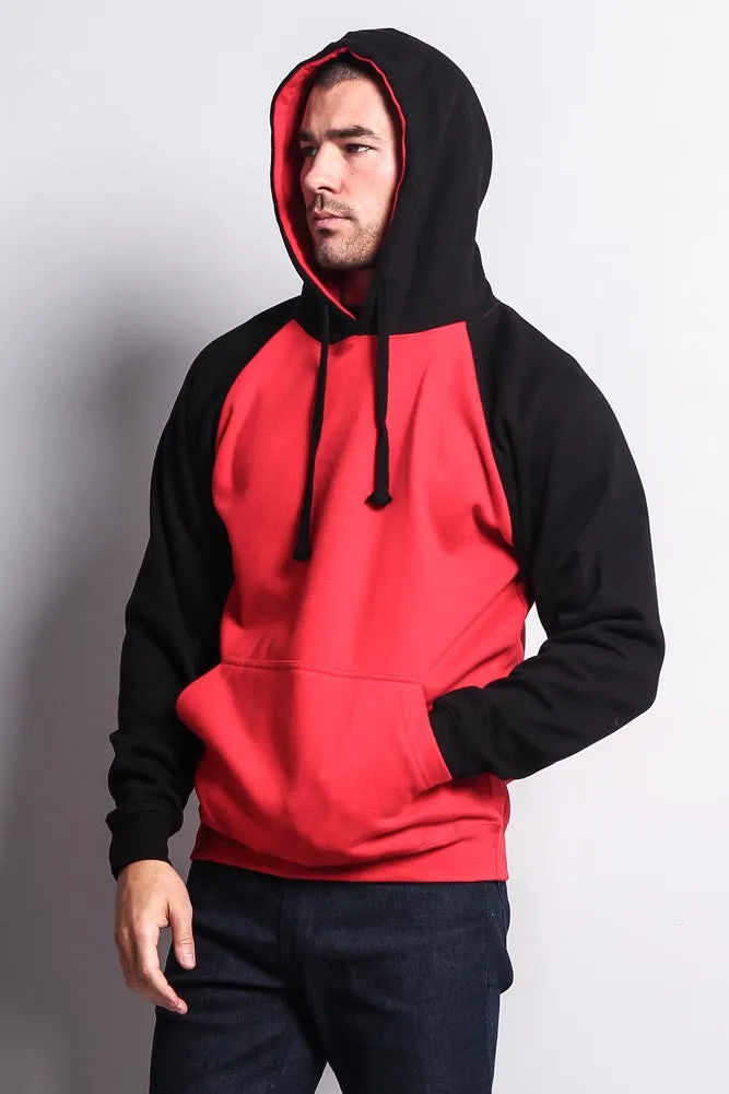 Contrast Raglan Sleeve Pullover Hoodie