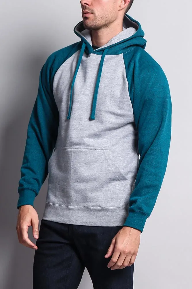 Contrast Raglan Sleeve Pullover Hoodie