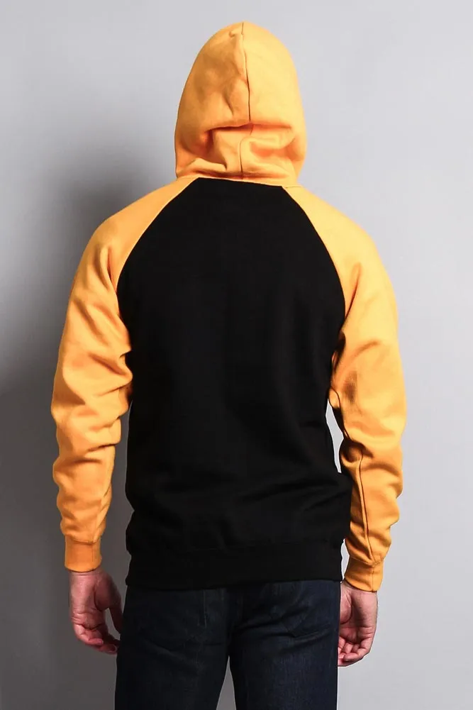 Contrast Raglan Sleeve Pullover Hoodie