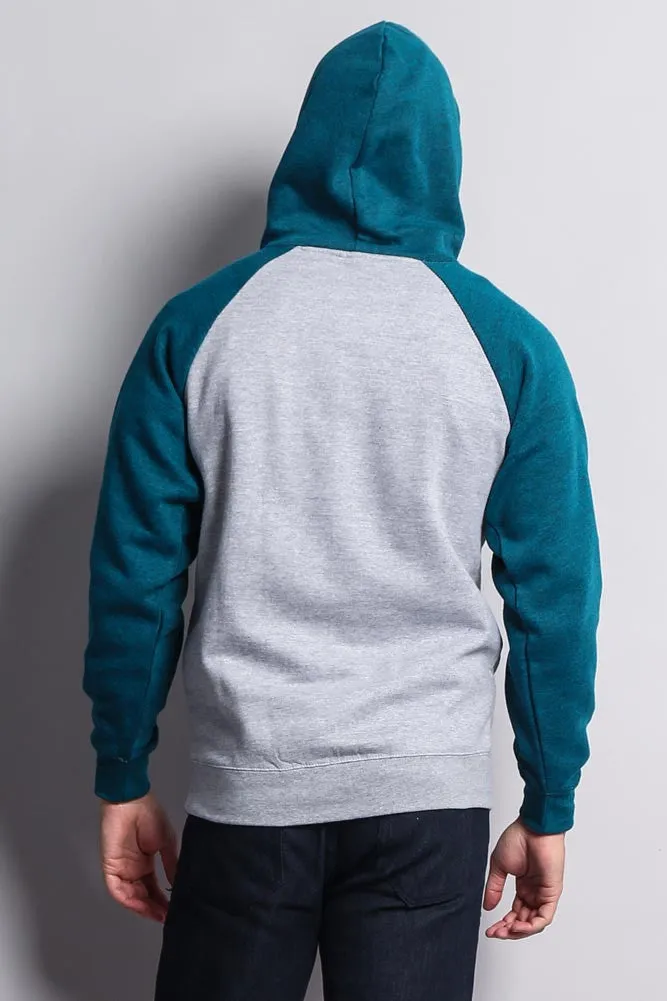 Contrast Raglan Sleeve Pullover Hoodie