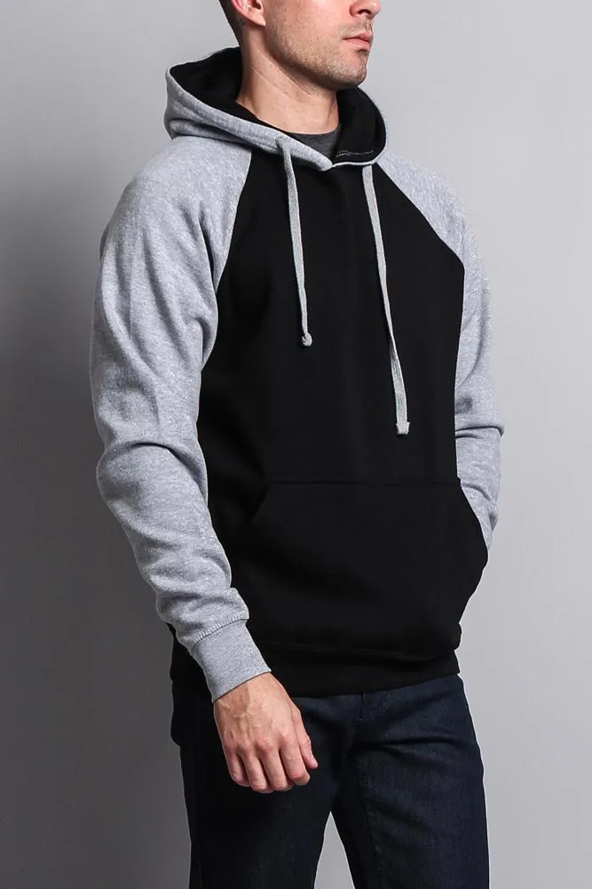 Contrast Raglan Sleeve Pullover Hoodie