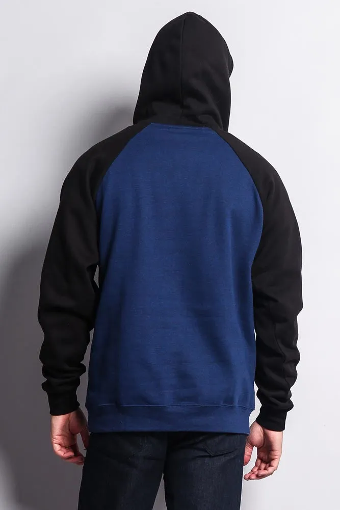 Contrast Raglan Sleeve Pullover Hoodie