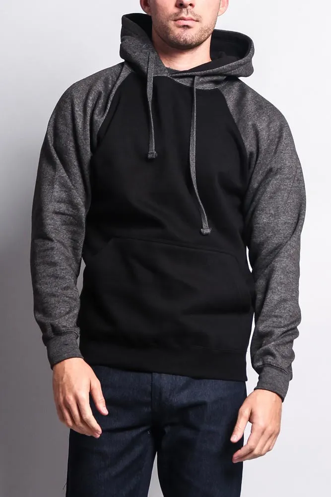 Contrast Raglan Sleeve Pullover Hoodie