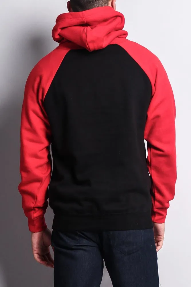 Contrast Raglan Sleeve Pullover Hoodie