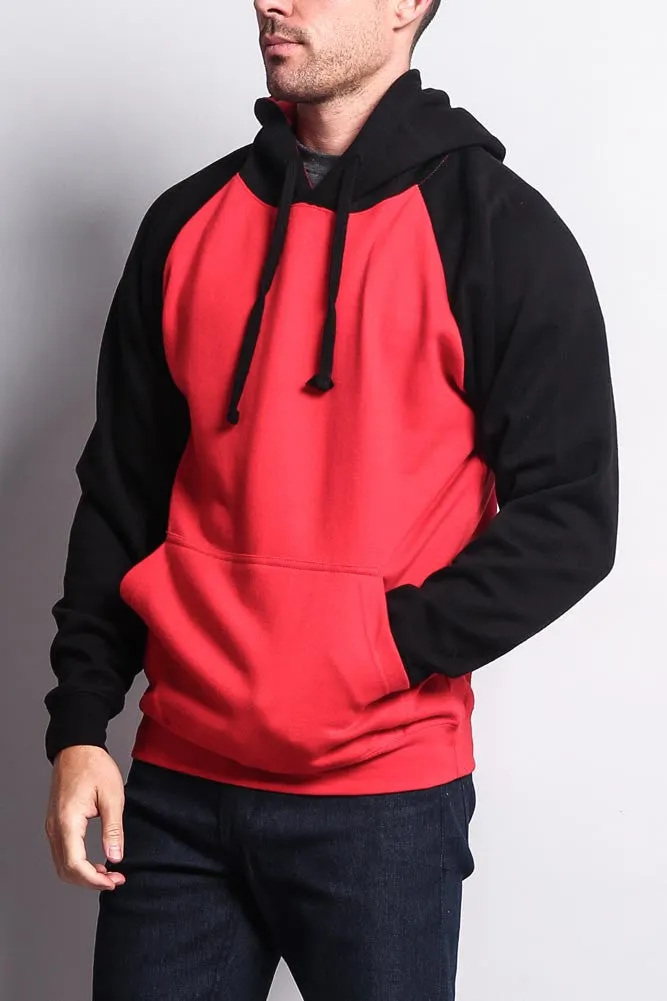 Contrast Raglan Sleeve Pullover Hoodie