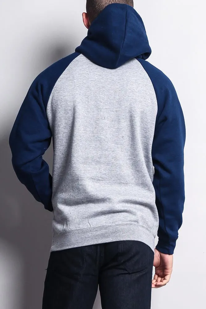 Contrast Raglan Sleeve Pullover Hoodie