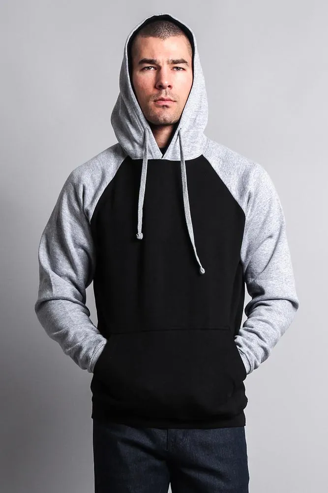 Contrast Raglan Sleeve Pullover Hoodie