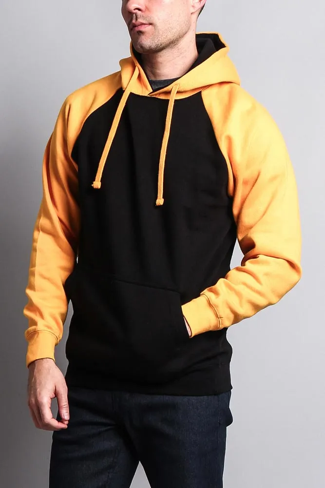 Contrast Raglan Sleeve Pullover Hoodie