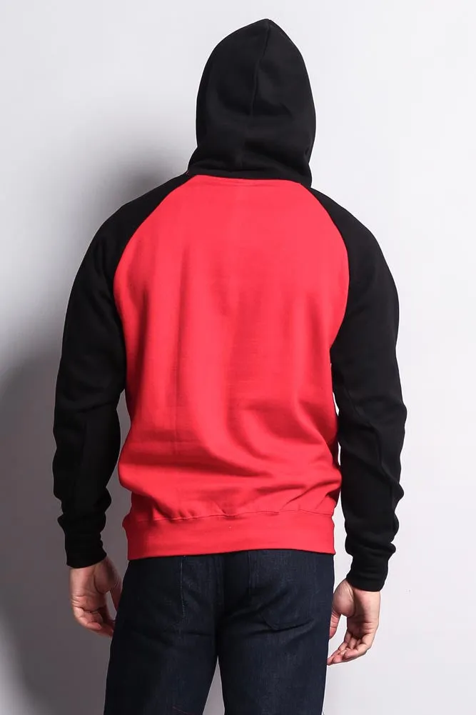 Contrast Raglan Sleeve Pullover Hoodie