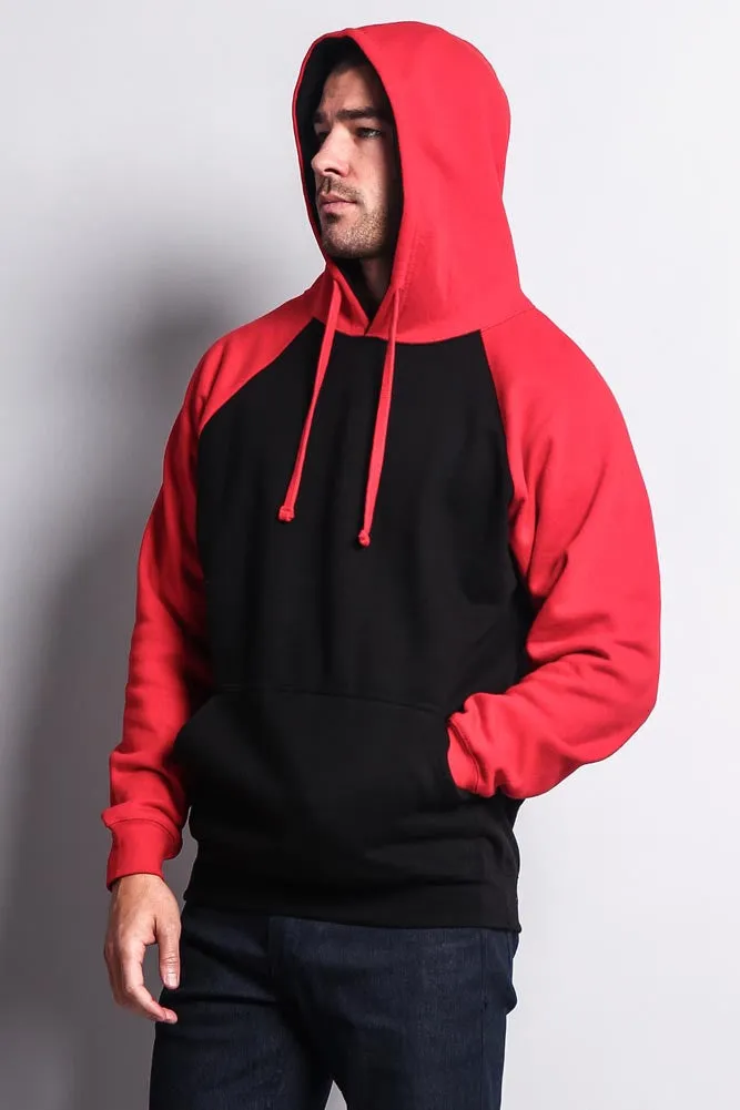 Contrast Raglan Sleeve Pullover Hoodie