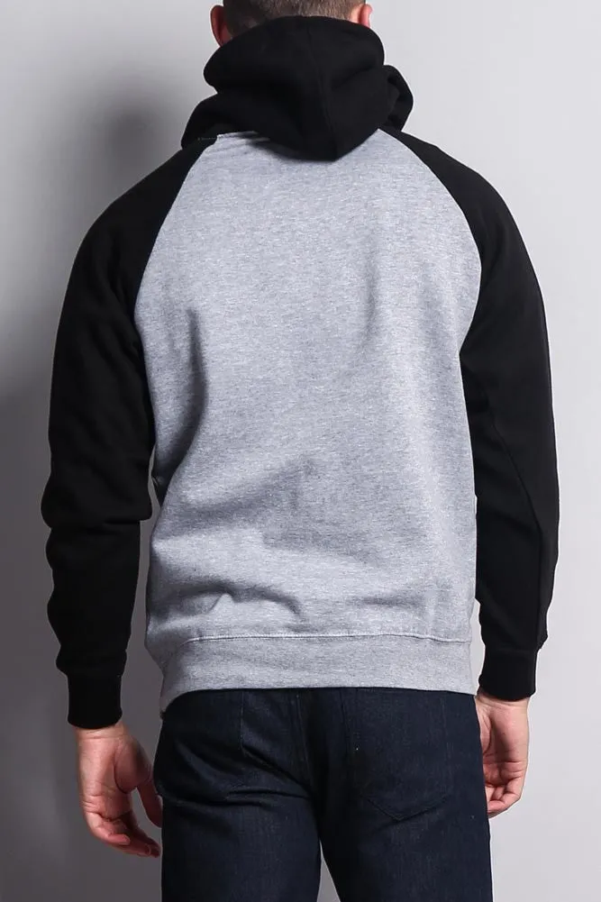 Contrast Raglan Sleeve Pullover Hoodie