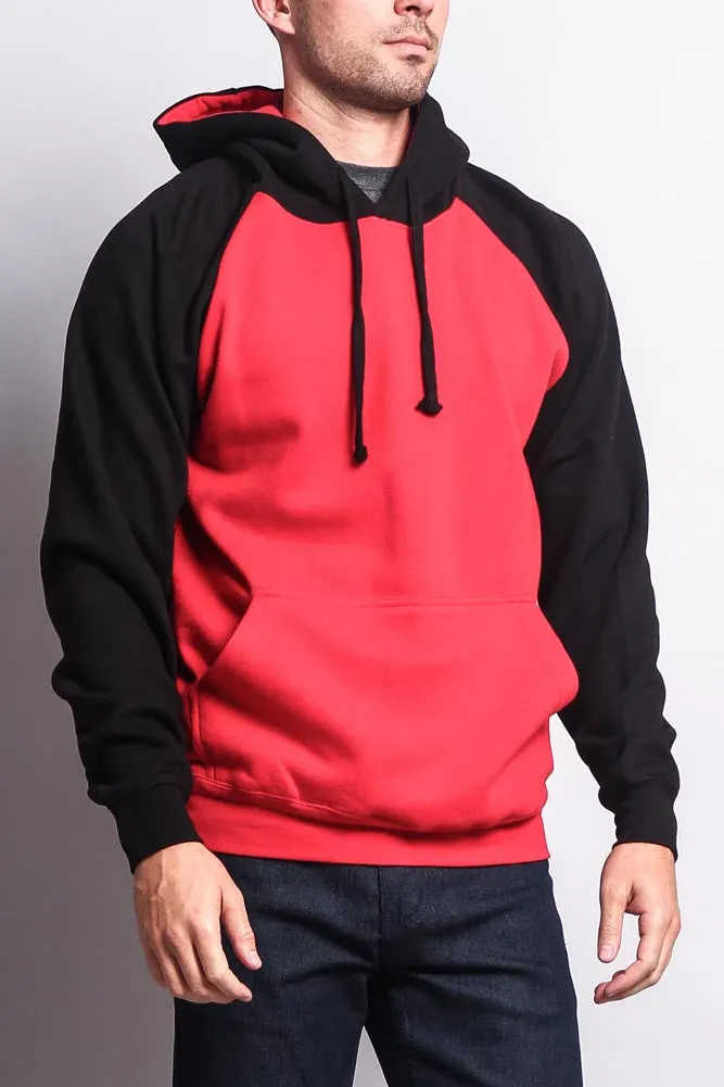 Contrast Raglan Sleeve Pullover Hoodie