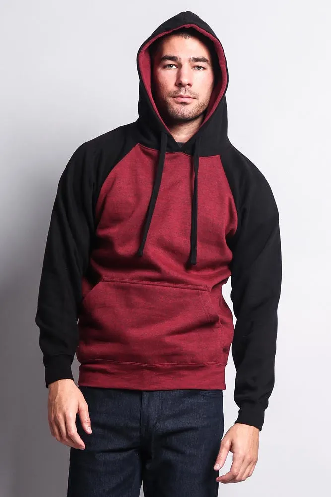 Contrast Raglan Sleeve Pullover Hoodie