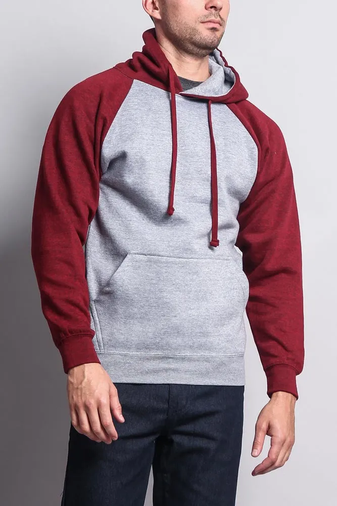 Contrast Raglan Sleeve Pullover Hoodie