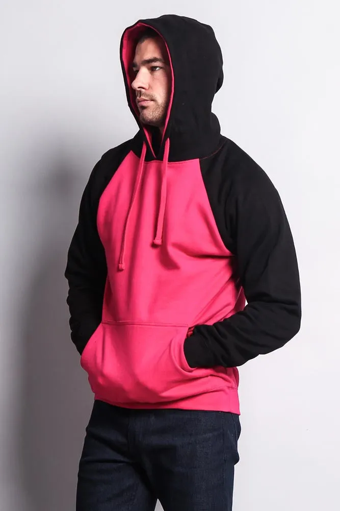 Contrast Raglan Sleeve Pullover Hoodie