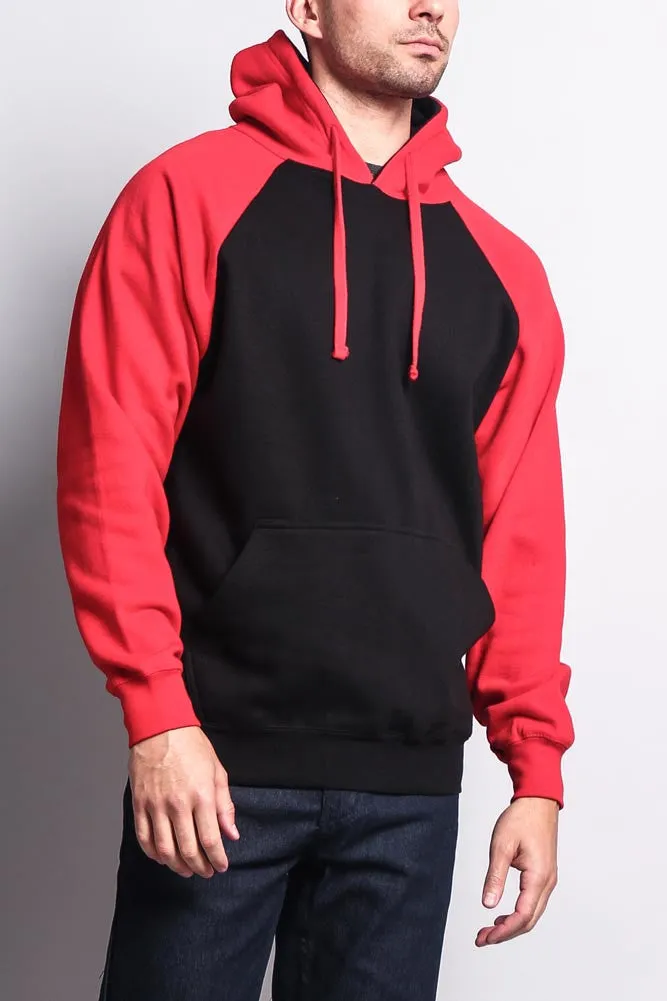 Contrast Raglan Sleeve Pullover Hoodie