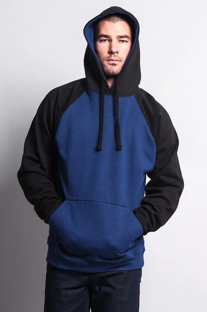 Contrast Raglan Sleeve Pullover Hoodie