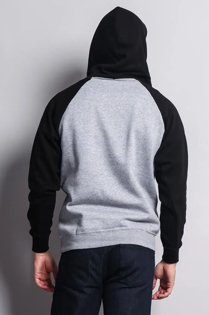 Contrast Raglan Sleeve Pullover Hoodie