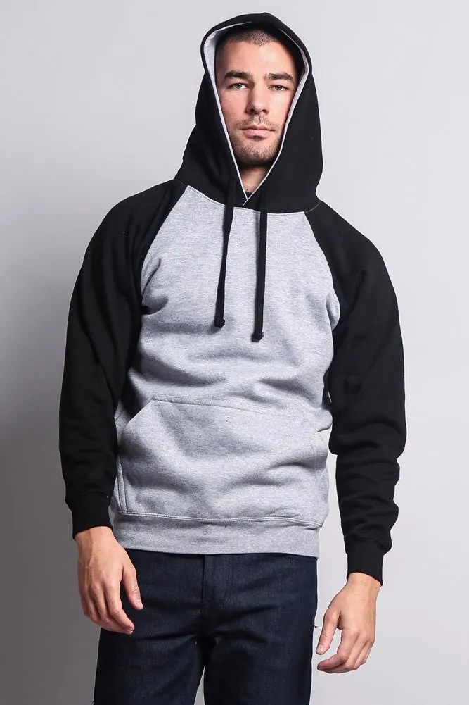 Contrast Raglan Sleeve Pullover Hoodie