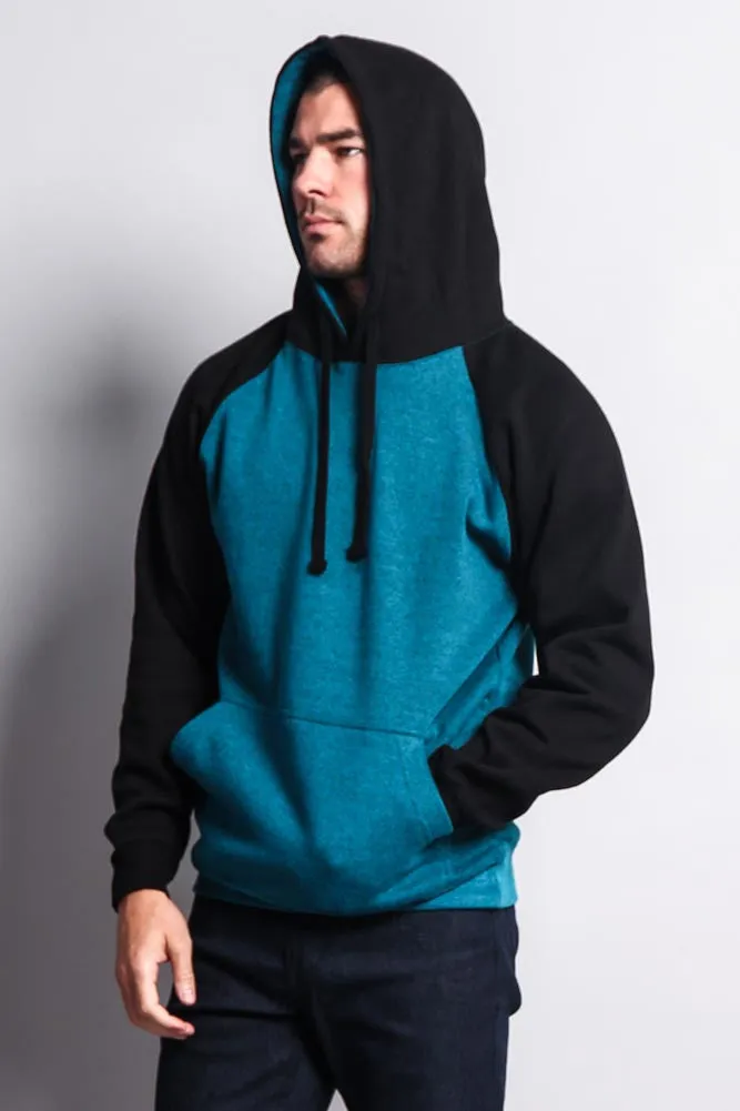 Contrast Raglan Sleeve Pullover Hoodie