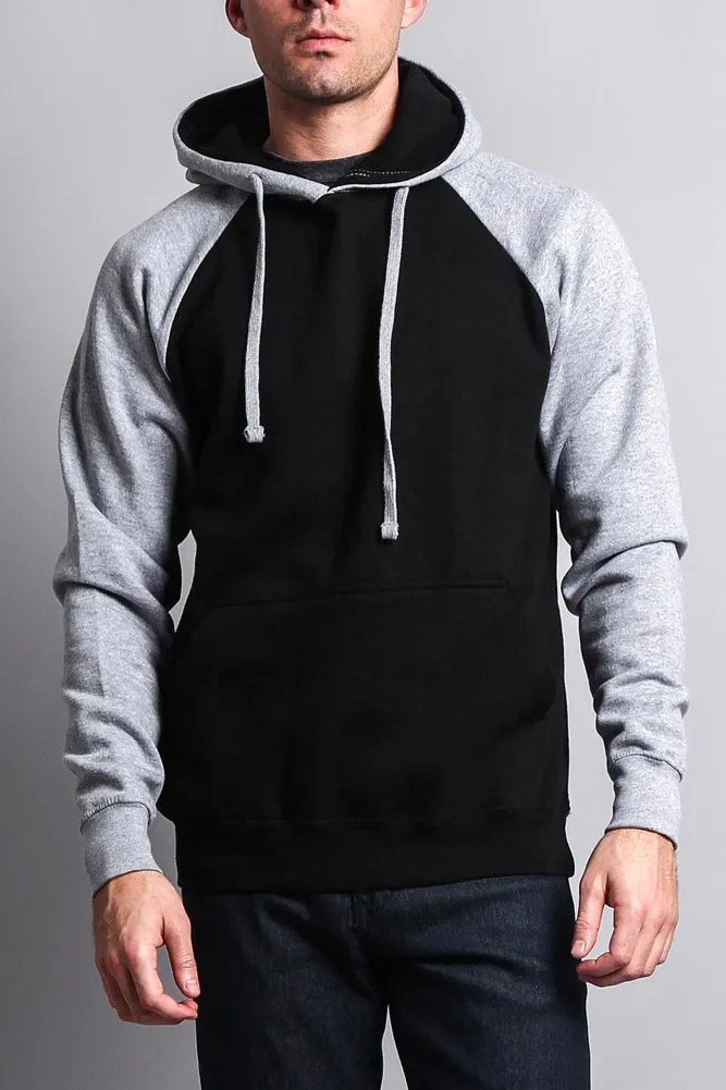 Contrast Raglan Sleeve Pullover Hoodie