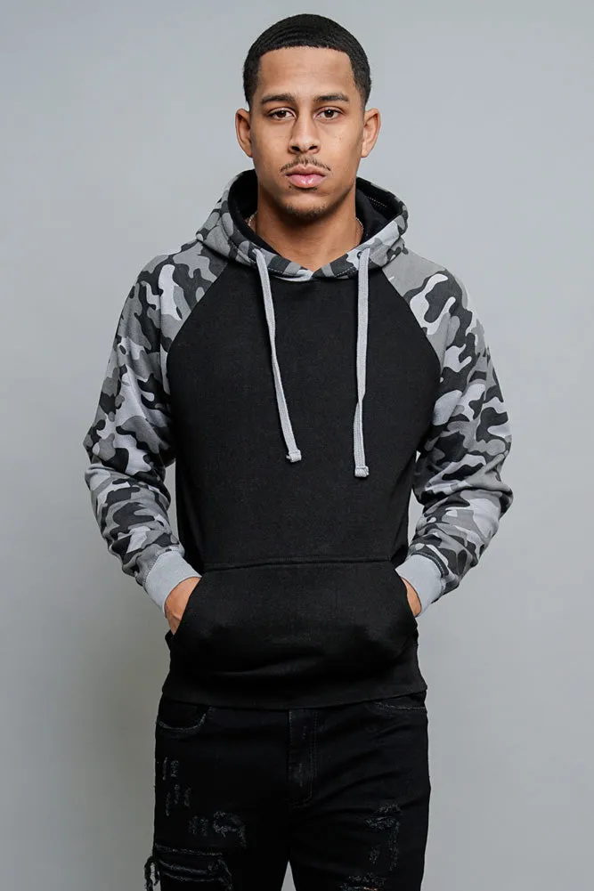 Contrast Raglan Sleeve Pullover Hoodie