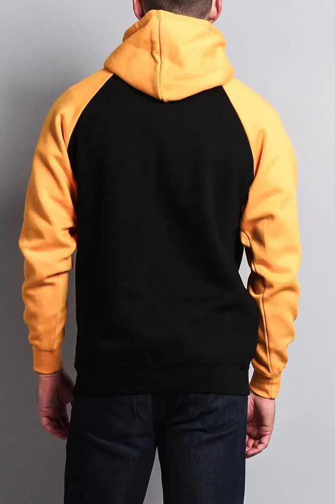 Contrast Raglan Sleeve Pullover Hoodie