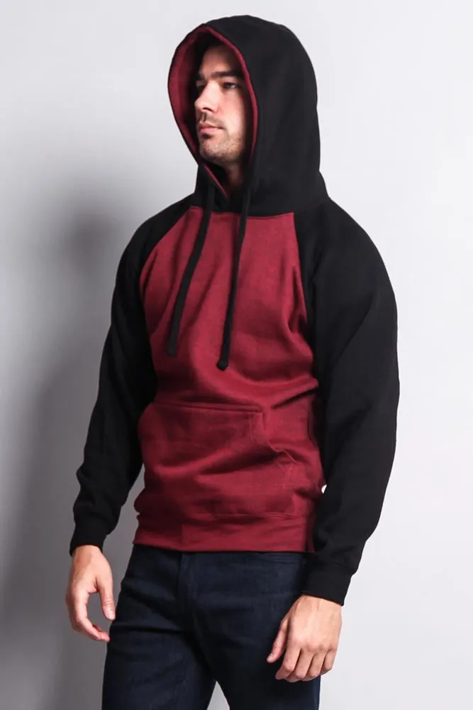 Contrast Raglan Sleeve Pullover Hoodie