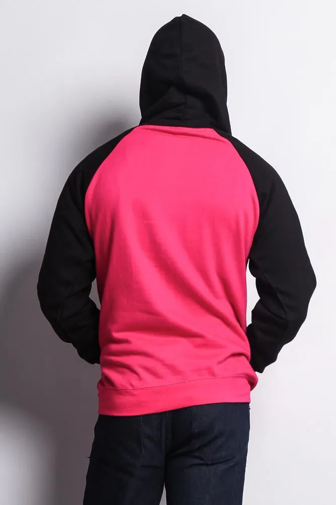 Contrast Raglan Sleeve Pullover Hoodie