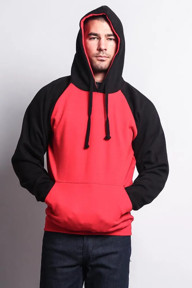 Contrast Raglan Sleeve Pullover Hoodie