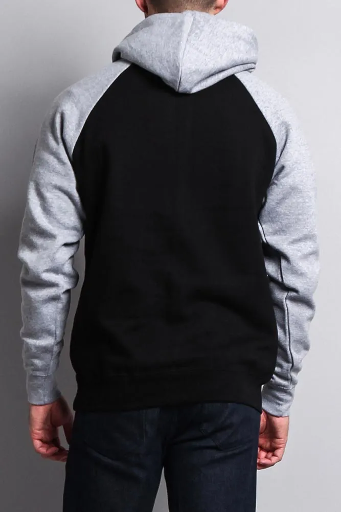 Contrast Raglan Sleeve Pullover Hoodie