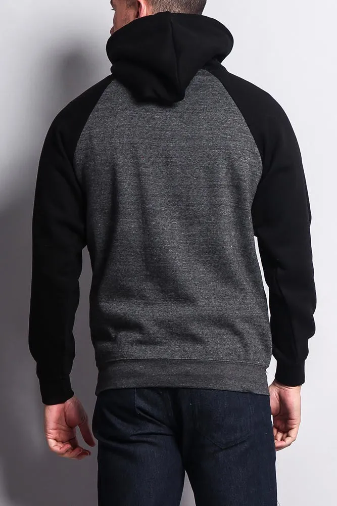 Contrast Raglan Sleeve Pullover Hoodie