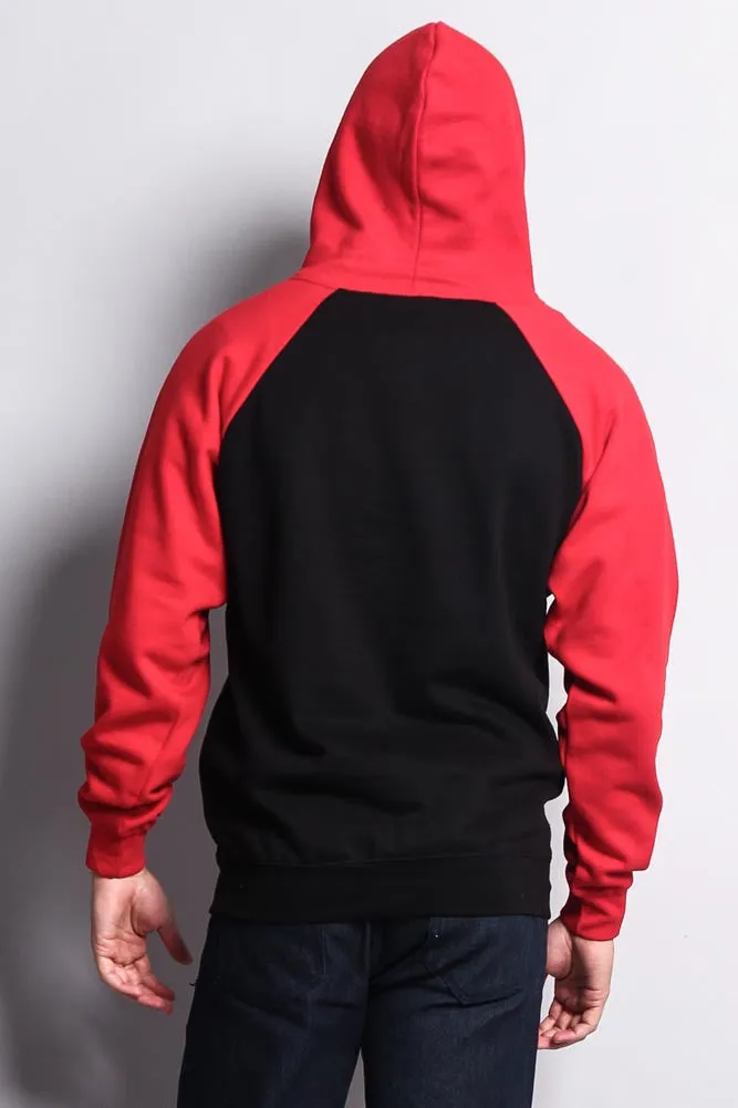 Contrast Raglan Sleeve Pullover Hoodie