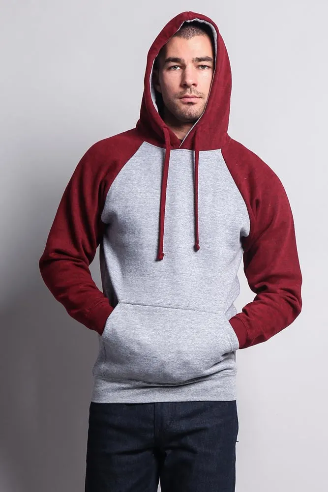 Contrast Raglan Sleeve Pullover Hoodie