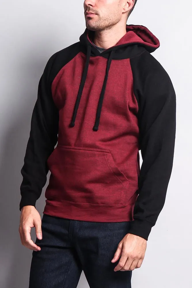 Contrast Raglan Sleeve Pullover Hoodie