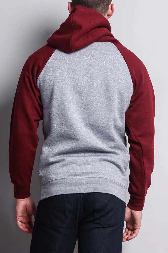 Contrast Raglan Sleeve Pullover Hoodie